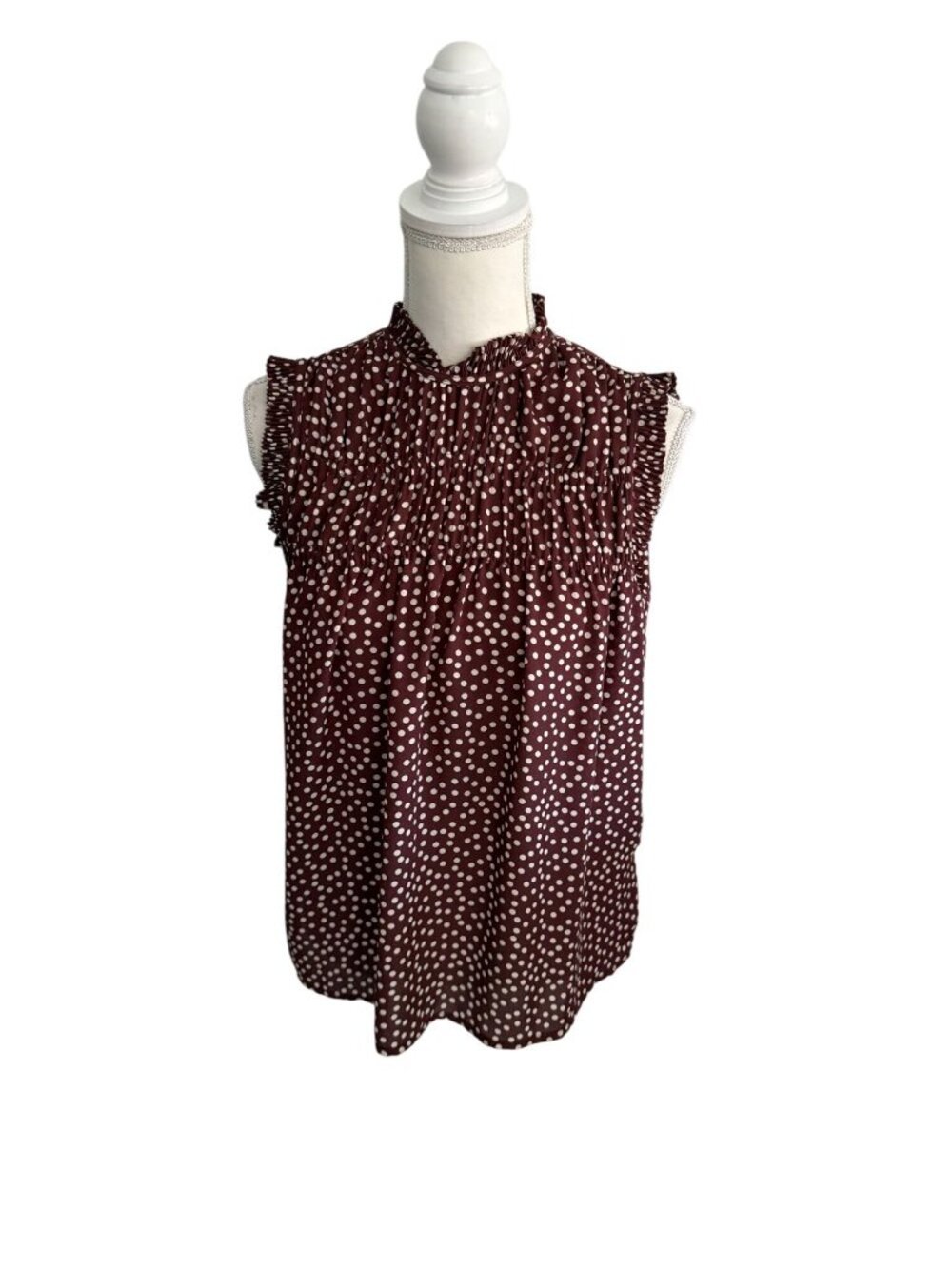 DKNY Womens Brown Polka Dot Sleeveless Top Size XL